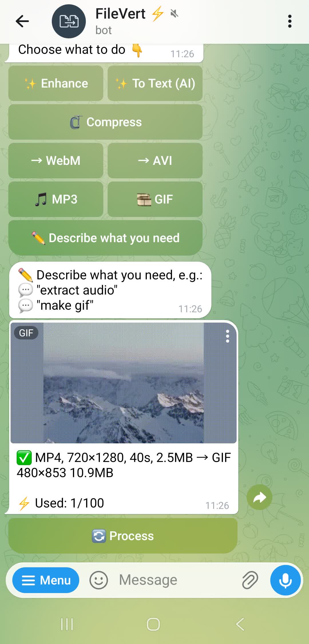 Result with one-tap re-convert